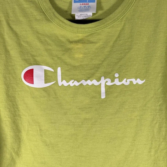 Champion Crop Top Women's Large Green Short Sleeve Crew Neck 100% Cotton - Picture 4 of 10